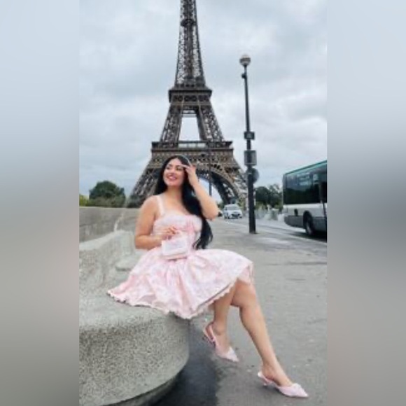 NEW [SHEIN] Pink Satin Slingback Low Heels Pearl Embellished Bow Women’s 8/EU 38 - Picture 9 of 15